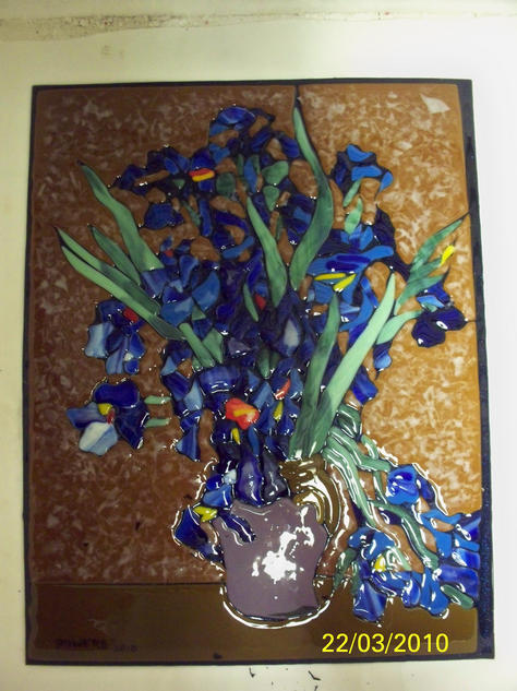 blue fused flowers